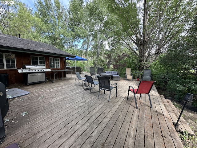 440 N Mountain Blvd, Mount Vernon, OR 97865 - wooden deck featuring outdoor lounge area and grilling area