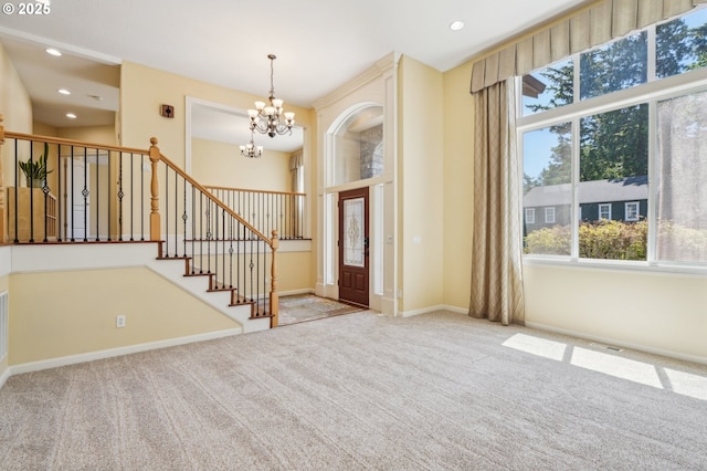 1145 NW 22nd Ave, Camas, WA 98607 - entrance foyer featuring plenty of natural light, a chandelier, carpet, and recessed lighting