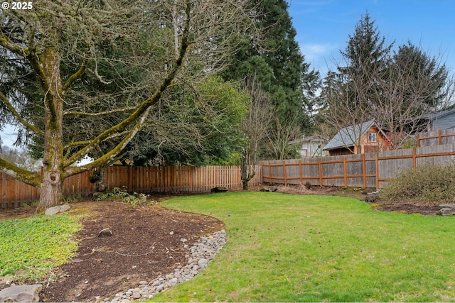 view of yard featuring a fenced backyard