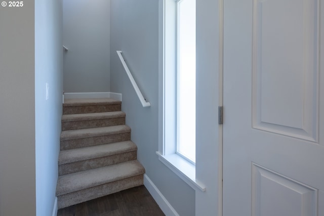 1852 SE Oar Dr, Lincoln City, OR 97367 - staircase featuring baseboards and wood finished floors