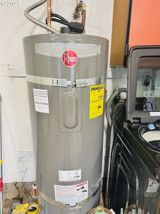utilities featuring water heater and washer / clothes dryer