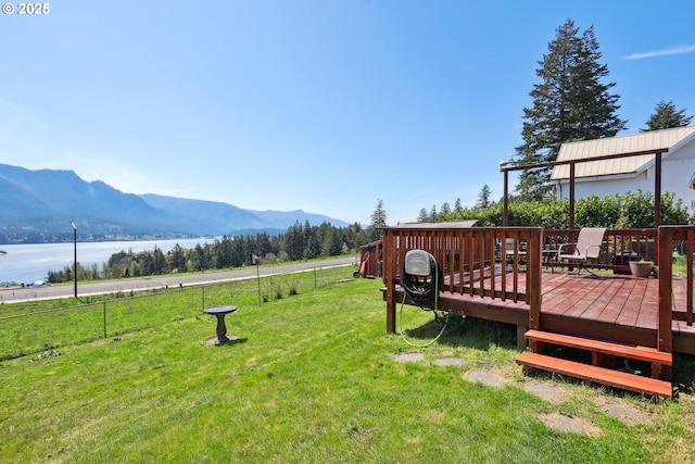 178 NE Tari Ln, Stevenson, WA 98648 - view of yard with fence and a deck with water view