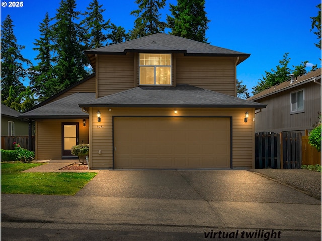 708 Warren St, Oregon City, OR 97045 - traditional home with driveway, roof with shingles, and a garage