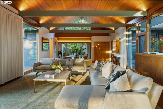 321 NW Hilltop Dr, Portland, OR 97210 - carpeted living area with wood ceiling