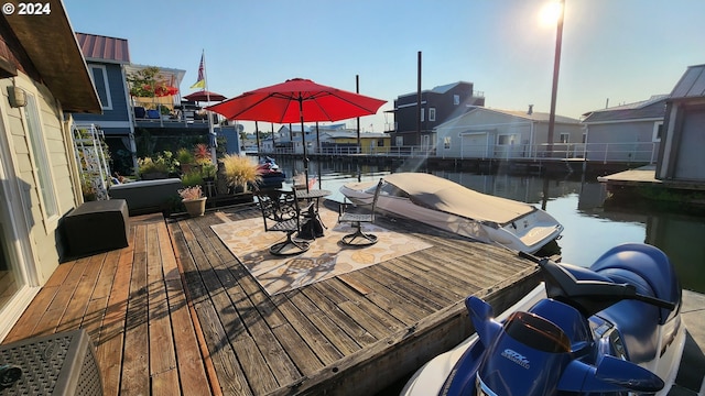 deck with a water view