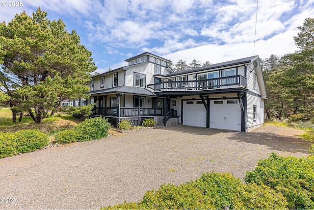 1201 NW Bayshore Dr, Waldport, OR 97394 - view of front of property with covered porch, driveway, and an attached garage