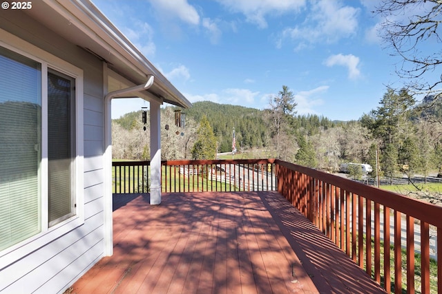 deck with a view of trees