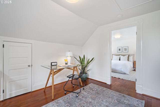 1905 N Sumner St, Portland, OR 97217 - office area with wood finished floors and vaulted ceiling