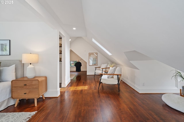 1905 N Sumner St, Portland, OR 97217 - sitting room featuring a skylight, vaulted ceiling, wood finished floors, and recessed lighting