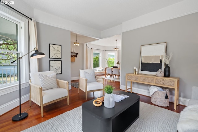 1905 N Sumner St, Portland, OR 97217 - living room featuring a chandelier and wood finished floors