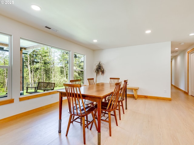 dining space with recessed lighting, visible vents, and a wealth of natural light