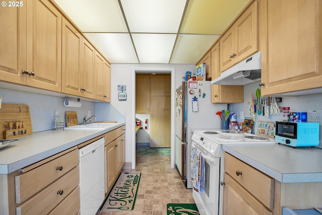 5575 E Evergreen Blvd Unit 4303, Vancouver, WA 98661 - kitchen featuring white appliances, light brown cabinetry, and a sink