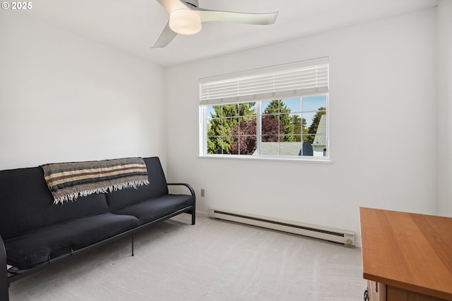 13142 SW 17th St, Beaverton, OR 97008 - sitting room featuring a baseboard heating unit, carpet floors, and ceiling fan