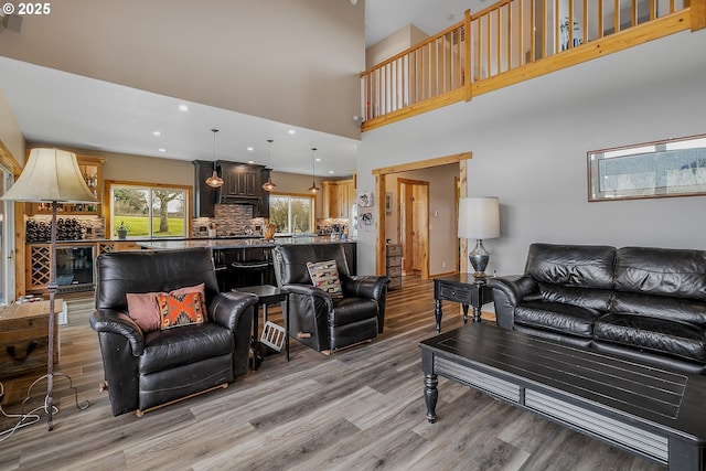 living room featuring light hardwood / wood-style flooring