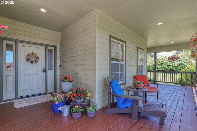 deck featuring a porch