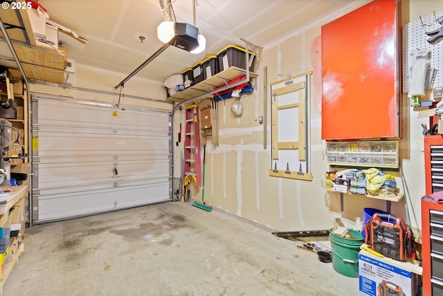 garage with a garage door opener