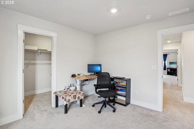 view of carpeted office space