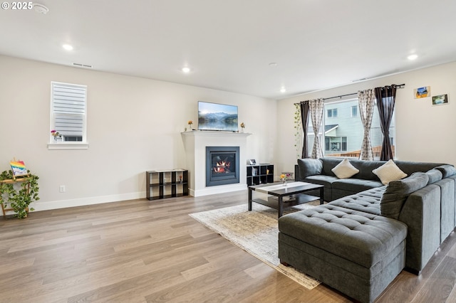 living room featuring light hardwood / wood-style flooring