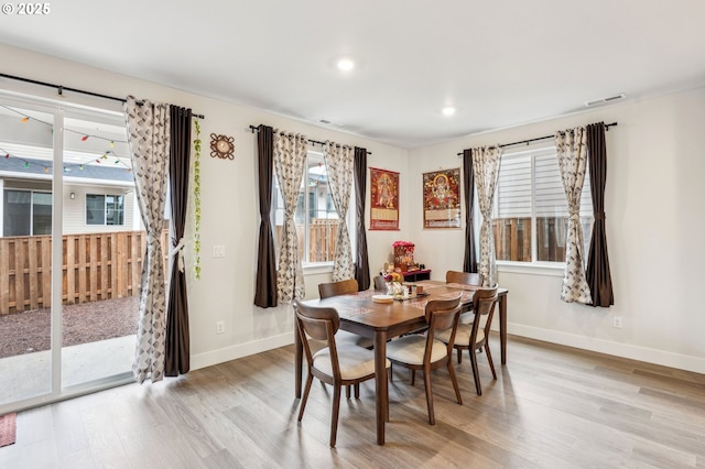 dining area featuring light hardwood / wood-style flooring