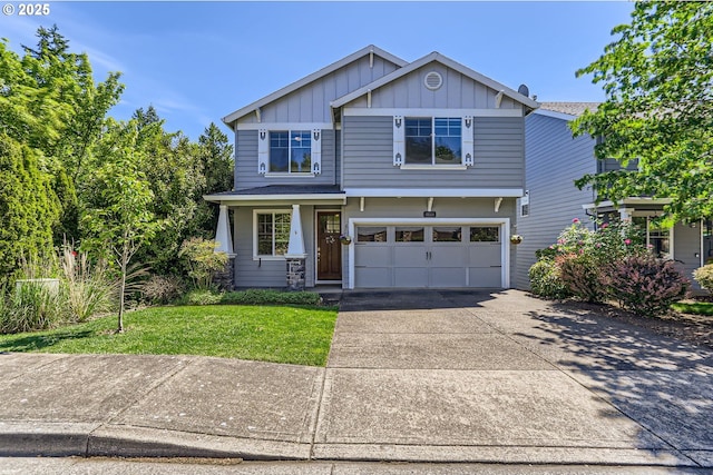 9288 SW Diamond View Way, Beaverton, OR 97007 - craftsman-style house with board and batten siding, concrete driveway, a garage, and a front yard
