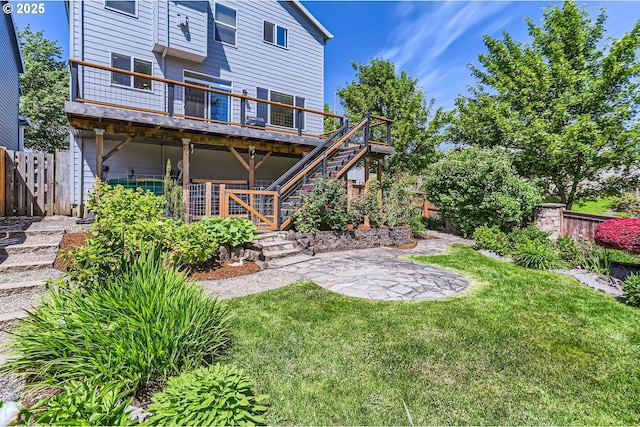 9288 SW Diamond View Way, Beaverton, OR 97007 - back of house with stairway and a wooden deck