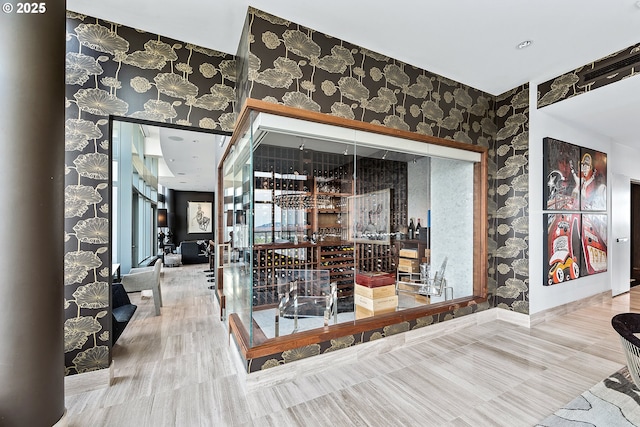 3601 S River Pkwy Unit 3101, Portland, OR 97239 - wine area featuring wallpapered walls and baseboards