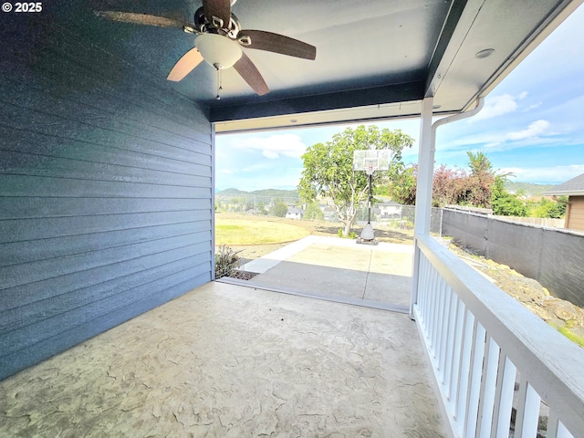 292 Jamie Loop, Roseburg, OR 97471 - view of patio / terrace with ceiling fan and a mountain view