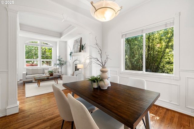 2360 Michael, West Linn, OR 97068 - dining space with a decorative wall, wood finished floors, ornamental molding, and wainscoting