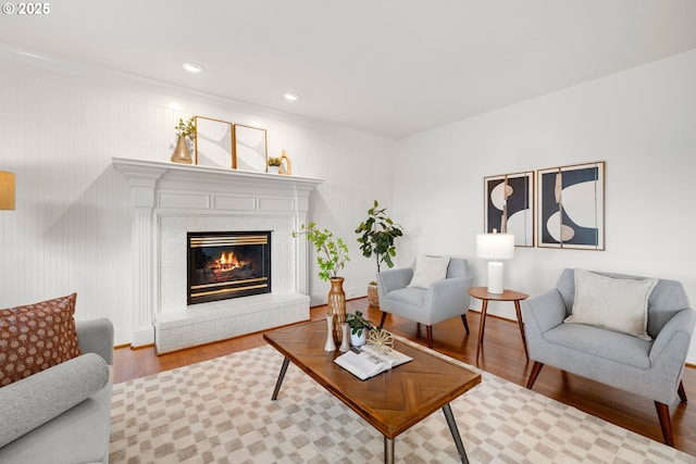 2360 Michael, West Linn, OR 97068 - living area featuring a fireplace, wood finished floors, and recessed lighting