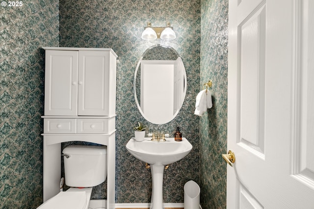 2360 Michael, West Linn, OR 97068 - bathroom with toilet and wallpapered walls