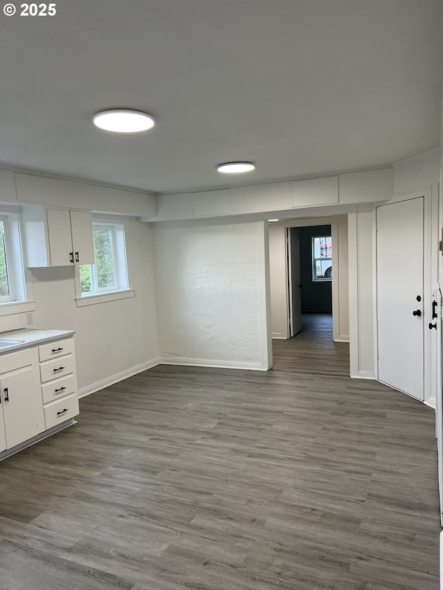 interior space with dark hardwood / wood-style flooring