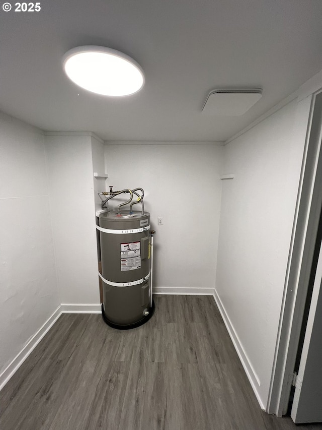 utility room with strapped water heater