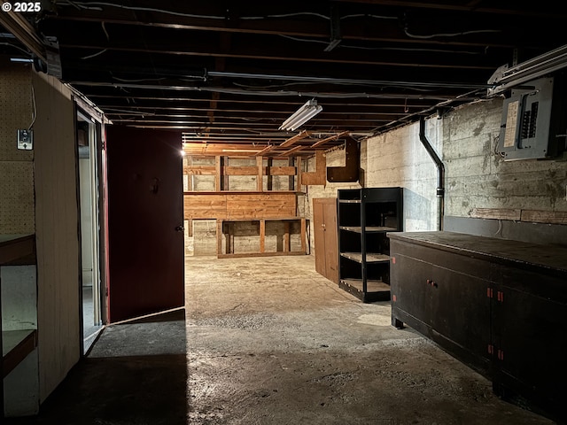 607 Commercial St, North Bend, OR 97459 - unfinished below grade area with electric panel