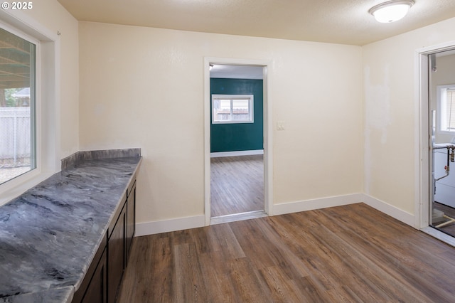 interior space with dark wood-type flooring and plenty of natural light