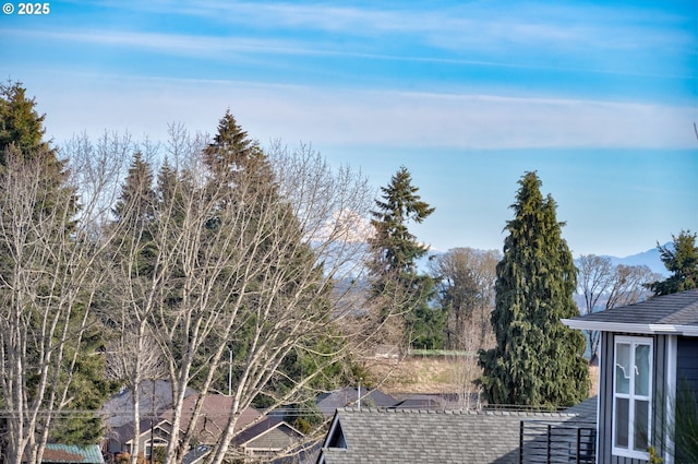 exterior space featuring a mountain view