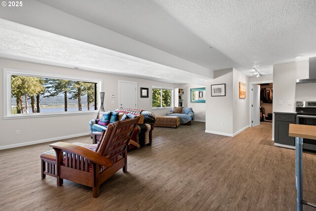 37333 NE Reed Rd, Corbett, OR 97019 - living area featuring a textured ceiling and wood finished floors