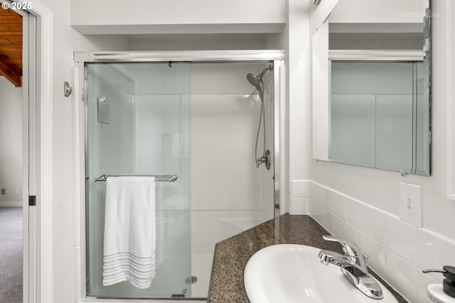 20740 S Shelley Ln, Beavercreek, OR 97004 - bathroom with a stall shower and decorative backsplash