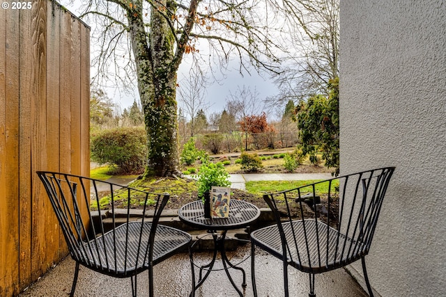 balcony with a patio area