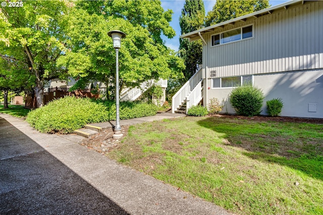 view of yard with stairway