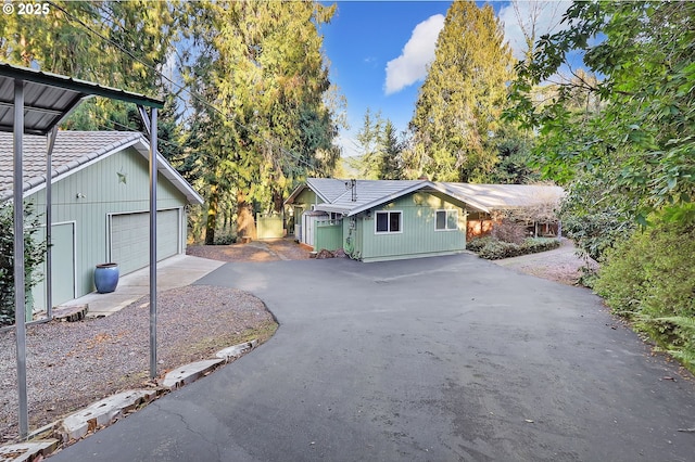 exterior space with a garage