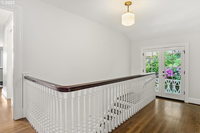 2505 SW Hillcrest Dr, Portland, OR 97201 - corridor with wood finished floors, lofted ceiling, and baseboards