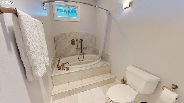 94414 Tom Cat Hill Rd, Gold Beach, OR 97444 - full bathroom featuring a relaxing tiled tub, tile patterned flooring, and curtained shower