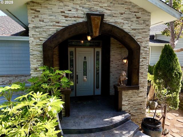 94414 Tom Cat Hill Rd, Gold Beach, OR 97444 - view of exterior entry with stone siding