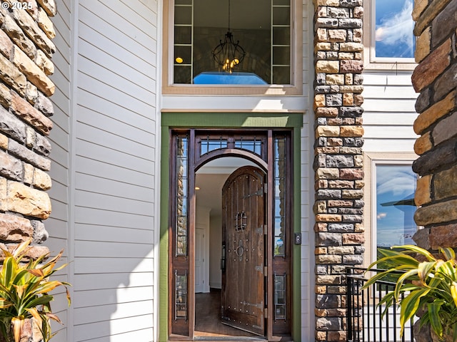9540 SE Spyglass Dr, Happy Valley, OR 97086 - entrance to property featuring stone siding