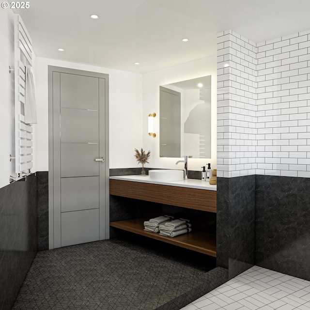 4915 NE 8th Ave, Portland, OR 97211 - bathroom with vanity, recessed lighting, and tile patterned floors
