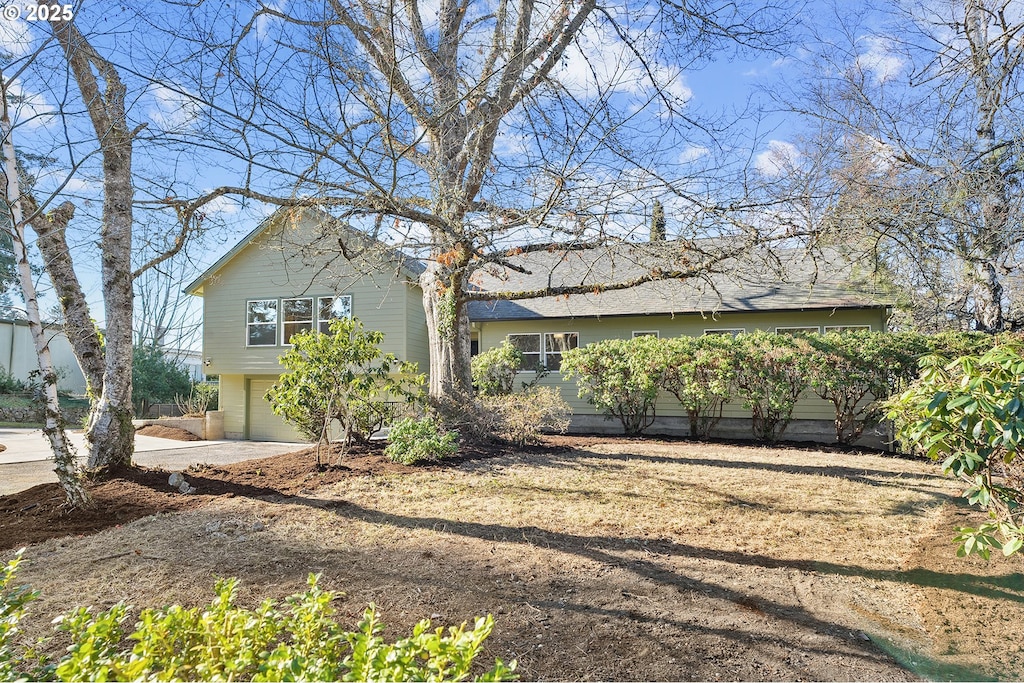 exterior space featuring a garage