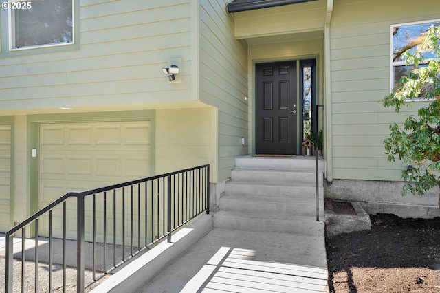 entrance to property with a garage