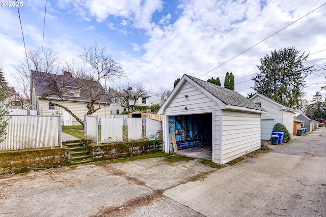 view of garage