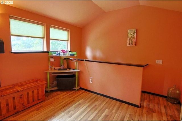 66663 Gunderson Rd, North Bend, OR 97459 - interior space featuring light wood-style flooring and vaulted ceiling