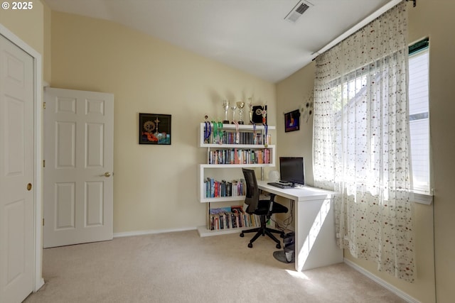 15463 NW Andalusian Way, Portland, OR 97229 - office with vaulted ceiling, carpet floors, and baseboards